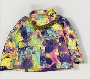 GSOU SNOW Jacket Fur Lined Hood Kids Size 10 Tie Dye Look Multicolor EXC COND